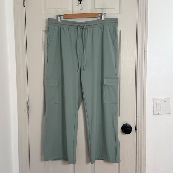 Rachel Zoe Wide Leg Pants Womens XL Green Cargo Pockets Y2K Preppy Boho Chic - Picture 1 of 15